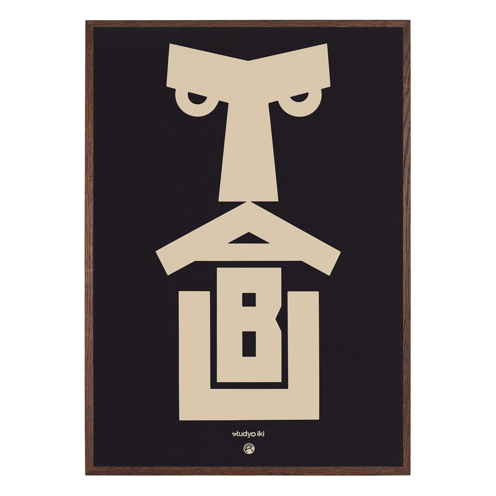 cream geometric face with tabu typography on black background modernist poster